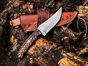 Cuchillo de Caza y Camping de Acero de Damasco DIY con Hoja Fija y Mango de Madera Pakka, al Mejor Precio al por Mayor, OEM/ODM, MOQs Bajos, 1 Año de Garantía - Product Image 4