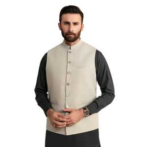 Gilet festif pour homme, style ethnique pakistanais, brodé, vêtement traditionnel pour mariages et fêtes, personnalisation acceptée - Product Image 3