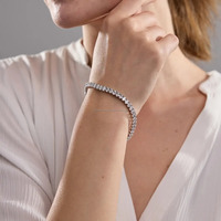 Bracelet en or 14 carats pour femme avec diamant ovale cultivé en laboratoire IGI/GIA