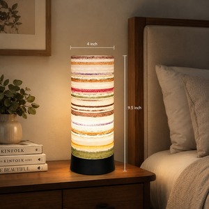 Striped Fabric LED Table Lamp Modern Bedside Night <b>Light</b> <b>Decorative</b> Desk Lamp Warm Ambient <b>Light</b> for Bedroom Living Room Office - Product Image 3