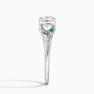BOJ <b>Ring</b> 017 Cushion Cut <b>925</b> <b>Silver</b> Arden Lab Diamond <b>Ring</b> with Lab Emerald Accents 2ct D Color VVS1 Moissanite GRA Certified - Product Image 3