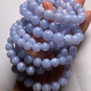 Perles d'agate bleue naturelle, perles de calcédoine bleue, perles de pierres précieuses en vrac pour la création de bijoux, artisanat DIY - Product Image 5