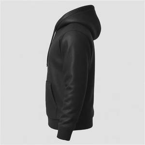 Sudadera con Capucha de Cuero Más Vendida, Sudadera con Capucha de Piel de Oveja para Hombre, Sudadera con Capucha de Cuero Genuino de Piel de Oveja - Product Image 3