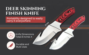Cuchillo de desollar de acero al carbono hecho a mano con mango de madera y funda de cuero, logotipo personalizado, cuchillo de cocina para desollar ciervos y carnicero - Product Image 2