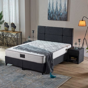 Cadre de lit Berfa Minimalist Luxury European avec tête de lit rembourrée en teck massif et sommier à ressorts à soutien doux - Product Image 4