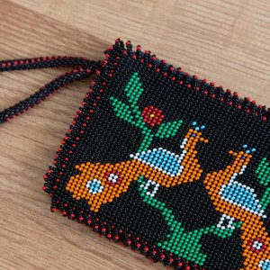 Ensemble de porte-monnaie vintage perlé : motif paon et étoile, broderie artisanale - Product Image 4