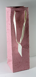 Sac à vin de qualité supérieure, en coton recyclé et en fibre de noix de coco, papier fait main. Poignées en ruban de coton assorties/contrastées - Product Image 2
