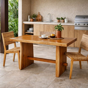 Table à manger en bois de Suar rustique moderne, qualité export, plateau massif à bords naturels, pour maison, villa, restaurant, meilleur prix - Product Image 4