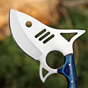 Couteau de chasse et de camping à lame fixe en acier inoxydable, design unique en forme de poisson, manche en bois, étui en cuir, OEM ODM, vente en gros - Product Image 2