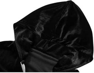 Jogging Hoodie Zipper Up Drop Shoulder Oversized <b>Sweatshirts</b> Zip Up <b>Velour</b> Velvet Black Hooded OEM Bulk Services Wholesale Buy - Product Image 4