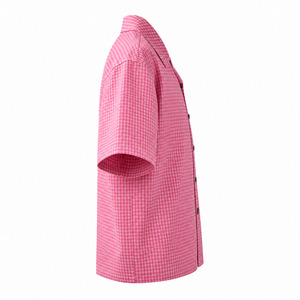 Camisa Cuadrada de Hombre con Pedrería y Cuadros Vichy Estilo Y2K, Personalizada OEM |   Camisa de Manga Corta con Cuello Camisero en Rosa Fuerte y Blanco |   Ropa Urbana al por Mayor - Product Image 5