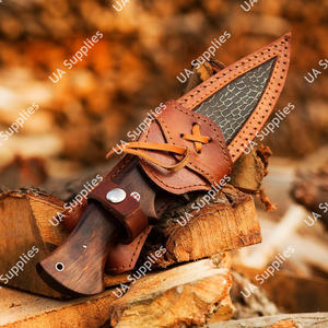 Cuchillo de caza y camping DIY de hoja fija de acero de Damasco hecho a mano, punta caída, con funda de palisandro natural, OEM/ODM, superventas - Product Image 6