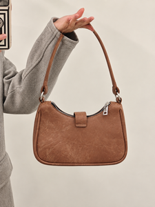 Bolso de Mano de Cuero PU Marrón para Mujer, Estilo Clásico, Ligero, con Cierre de Cremallera, para Uso Diario y Viajes - Product Image 1