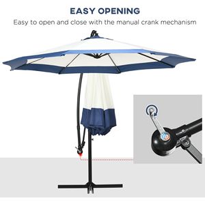 Ombrellone a braccio laterale blu navy da 3 metri con manovella, ideale per terrazze, giardini, piscine e ristoranti - Product Image 4