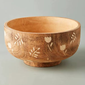 Tazón de Madera Natural para Cena, Desechable, Ecológico, Hecho a Mano, de Lujo, Clásico, para Servir Alimentos, Acabado Liso, para Ensaladas, Sopas, Arroz - Product Image 1