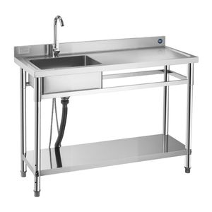 Lavello Commerciale Monoblocco Autoportante in Acciaio Inossidabile con Rubinetto per Cucina, Lavello Utilitario Destro per Banco da Lavoro - Product Image 6