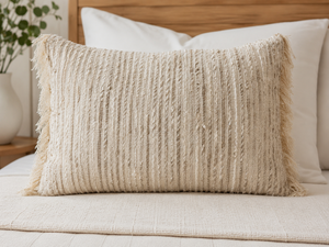 Luxury Cotton Linen Yarn Dyed Cushion <b>Cover</b> with Fringe | Textured Decorative Throw Pillow <b>Cover</b> for <b>Sofa</b>, <b>Bed</b> & Living Room - Product Image 5