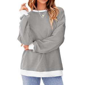 Sweat-shirts color block en gros pour femmes, col rond, manches longues, coupe oversize, pulls décontractés pour l'automne, 100% coton, 280 GSM - Product Image 3