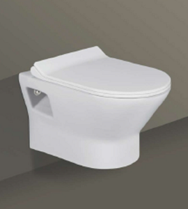 Inodoro suspendido de cerámica AXES-4003 de una pieza con descarga dual para villas, baños de hotel y aseos escolares - Product Image 3