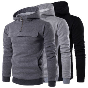 Sweat à capuche polaire demi-zip personnalisé pour homme, 370 GSM, chaud pour l'hiver, en coton, style streetwear, imprimé OEM, vente en gros - Product Image 5