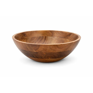 Bol de service en bois d'acacia de qualité supérieure, design moderne poli, respectueux de l'environnement, fait à la main, pour la cuisine, la salle à manger, le service de nourriture - Product Image 3