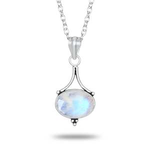 Collier Pendentif Bohème Chrétien de Haute Qualité en Pierre de Lune Arc-en-ciel, Monture Sertie, Argent Sterling 925 Massif, Bijoux Fins Faits à la Main - Product Image 3
