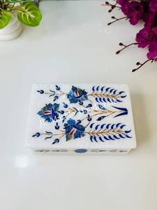 กล่องเครื่องประดับฝังลายหินอ่อนทรงสี่เหลี่ยมผืนผ้า ฝาปิดลายดอกไม้ สำหรับเก็บของ กล่องงานฝีมือสำหรับตกแต่งบ้านและเป็นของขวัญ - Product Image 2