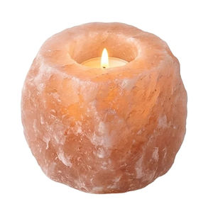 Porte-bougie en sel rose de l'Himalaya, support pour bougie chauffe-plat en pierre naturelle, décoration artisanale en sel pour la relaxation à la maison - Product Image 1