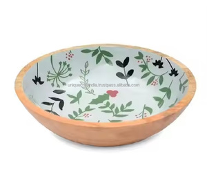 Tazón de Ensalada de Madera de Acacia Hecho a Mano para Servir Alimentos, Mezclar Frutas y Sopas, Recipiente Grande con Utensilios, Juego de 4 Piezas de Marca Privada - Product Image 3