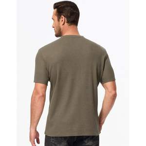T-shirt en coton gaufré pour homme, manches longues, col rond, thermique, décontracté, léger, respirant, coupe ajustée, pull-over - Product Image 2