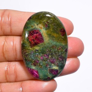 FAIJAN GEMS Natural <b>Ruby</b> Fuchsite Cabochons Certified Customizable Size & Shape Low Price Wholesale for Jewelry Making - Product Image 2