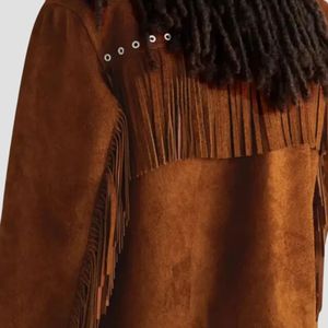 Authentic Men’s Brown <b>Suede</b> Fringe <b>Jacket</b> Western Cowboy Leather Coat with Comfortable Lining Wholesale Bulk Order - Product Image 4