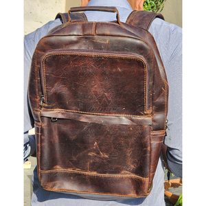 Sac à dos en cuir de vachette véritable pour homme et femme, léger, fin, pour ordinateur portable, travail, voyage, style rétro - Product Image 3