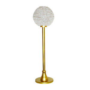 Bougeoir en aluminium et métal doré perles de cristal Lotus Design fil galvanisé centre de table décoration mariages - Product Image 2