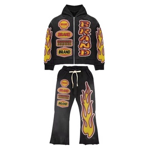 Ensemble de survêtements unisexes en coton épais brodé sur mesure de qualité supérieure, vente en gros - Product Image 4