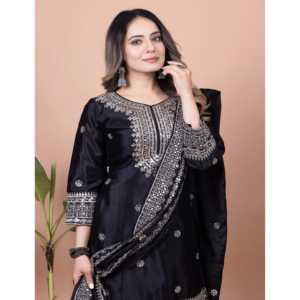 Traje Sharara con Bordado de Diseño y Dupatta, Ropa India y Pakistaní - Product Image 5