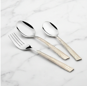 Ensemble de couverts modernes avec manche à motif damier, finition miroir haute brillance, ustensiles en métal résistants à la rouille pour les dîners de mariage - Product Image 1