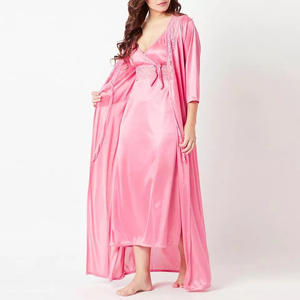 Camisón Térmico Sexy para Mujer, Talla Grande, Color Sólido, Cierre con Cordón, Tela de Velour 100% Seda, Transpirable, de Secado Rápido, con Cuello Camisero - Product Image 4