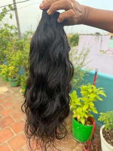 Premium Quality 24 inch Unprocessed Indian Wavy Human Hair Extensions Raw Wavy Human Hair Bundles no shedding and no <b>tangled</b> - Product Image 4