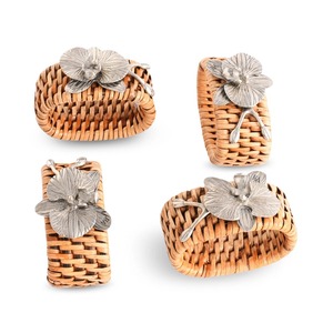 Floral Metal Design With Rattan Rings Handcrafted <b>Table</b> Decor For Everyday <b>Kitchen</b> <b>Table</b> Organization With Decorative Appeal - Product Image 1