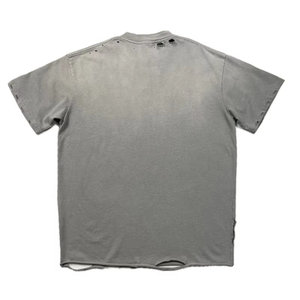 Mens Acid Wash Distressed 100% Cotton Jersey Front T Shirt Heavyweight Oversized Ripped Vintage Streetwear OEM - Product Image 1