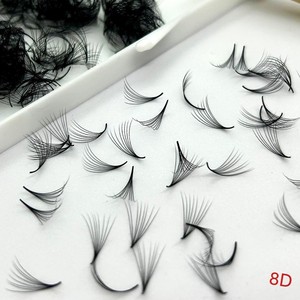 Extensions de cils en éventail préfabriquées, volume naturel long 3D-8D, cheveux synthétiques de qualité supérieure, faits à la main, courbure CC/DD/L/M, noir mat - Product Image 3