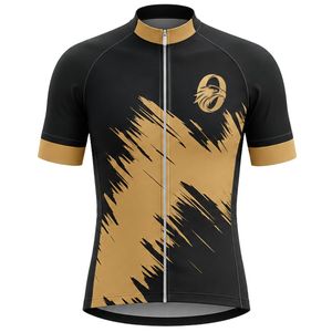 Men's Black Gold Zipper Sublimation Print <b>Cycling</b> Jersey Short Sleeve Bike Riding Shirt Athletic Outdoor Sports Clothing - Product Image 1