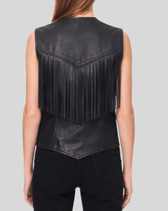 Chaleco de Cuero Negro para Mujer, Estilo Motero, Sin Mangas, Color Sólido, Largo Regular, Relleno de Algodón, Resistente al Viento y Transpirable - Product Image 5