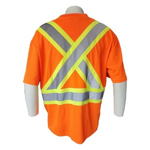Camisa de Trabajo de Alta Visibilidad Color Naranja para Hombre, Estilo Chaleco de Poliéster con Franjas Reflectantes y Bolsillo en el Pecho - Product Image 6