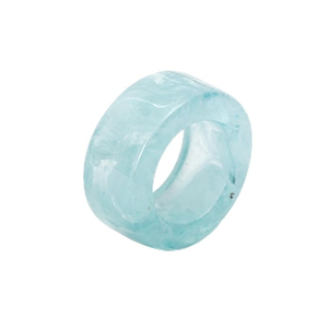 FAIZA CRAFT Anillo Redondo de Resina Pulida Hecho a Mano, Blanco y Verde, Geométrico, Joyería de Moda, Unisex, Tema de Ángel, FC-9127 - Product Image 6