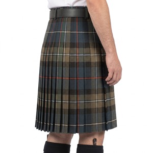 Kilt écossais vert à carreaux pour homme, jupe traditionnelle avec ceinture en cuir et sangles à boucle latérale - Product Image 3