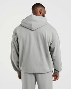Nouveaux Sweats à Capuche en Jersey Tricoté Gris Clair de Qualité Supérieure pour Hommes, Coupe Décontractée, Chaleur Confortable, Vêtements d'Hiver, 100% Coton - Product Image 2
