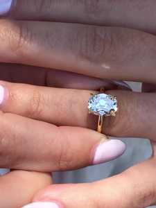 Bague de fiançailles solitaire moderne en or massif 14K 18K avec diamant de laboratoire taille coussin 'Old Mine Cut' de 3 carats, bijoux de demande en mariage, prix d'usine - Product Image 2