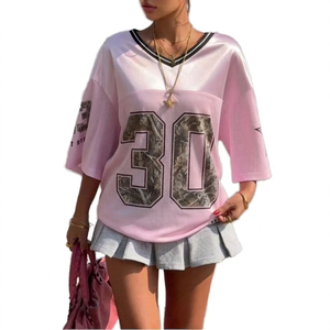 Maillot de sport respirant 100 % polyester à col en V, idéal pour l'automne, anti-humidité, durable, pour l'entraînement et les activités de plein air - Product Image 1